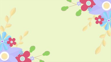 Çiçeklerin açtığı bahar arkaplan animasyonu, taze yeşillik ve yumuşak doğal tonlar