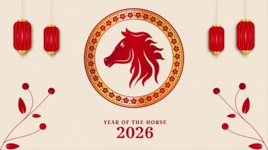 At arkaplan animasyonu yılı pürüzsüz geçişler ve sembolik elementlerle