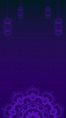 Ramazan kareem mandala zengin mor tonda döngü animasyonu