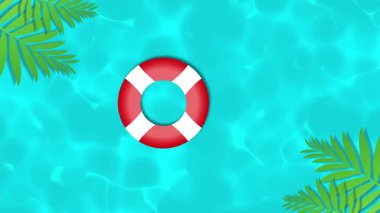 Güneşli yaz animasyon arka planında tropik yapraklar ve sıcak bir parıltı var.