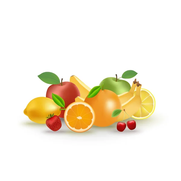 Conjunto de frutas vectoriales y bayas . — Vector de stock