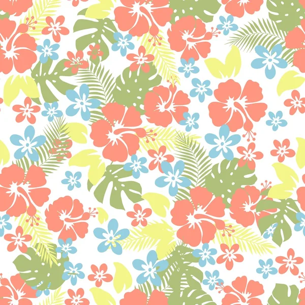 Patrón sin costura floral tropical hawaiano . — Archivo Imágenes Vectoriales