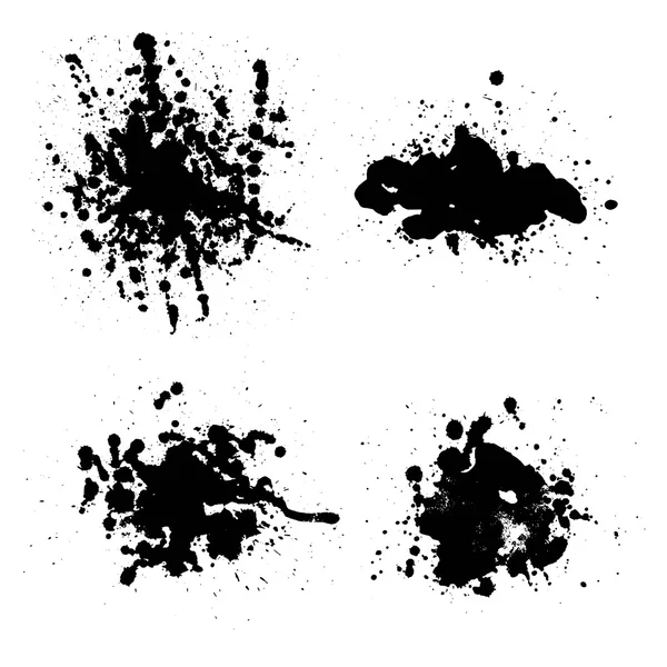 Vector set of artistic ink, watercolor splashes, ink blots. Black splatter collection. Grunge ink blot splatters. — Stock Vector