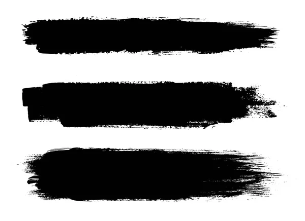 Conjunto de tinta preta, pinceladas de tinta —  Vetores de Stock
