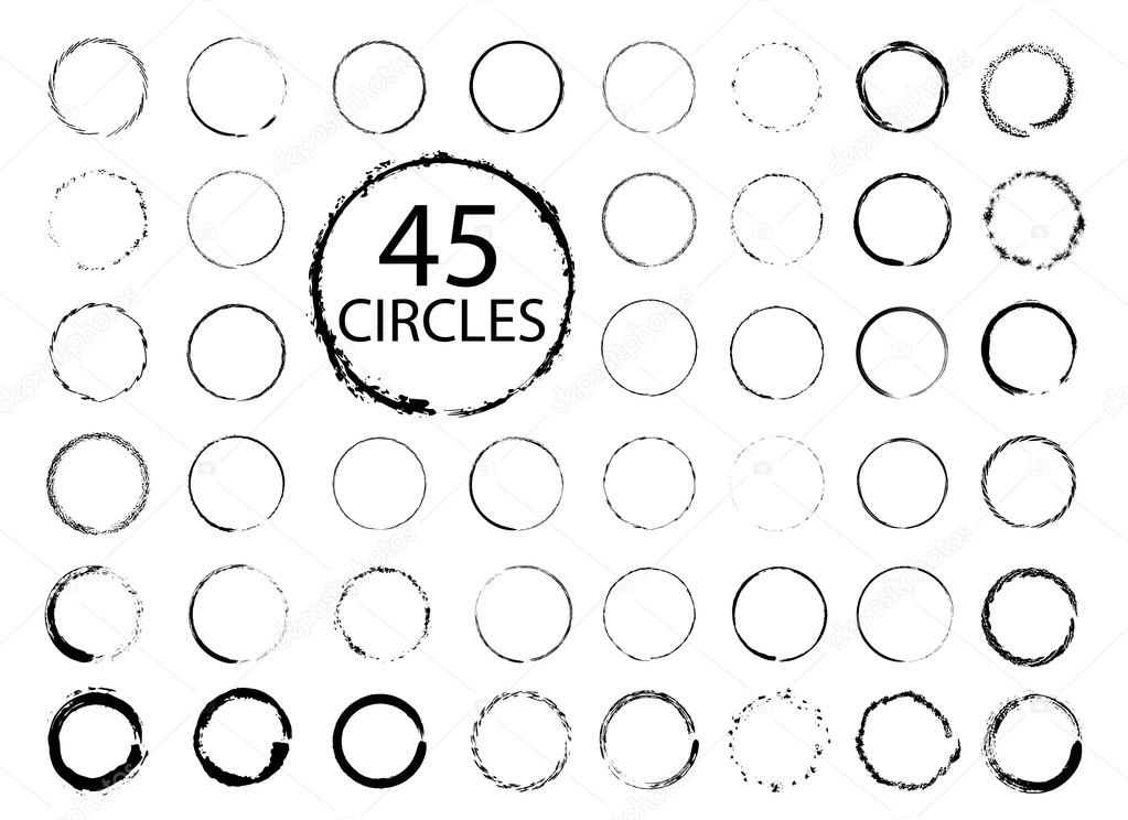 Big collection of hand drawn circles. 