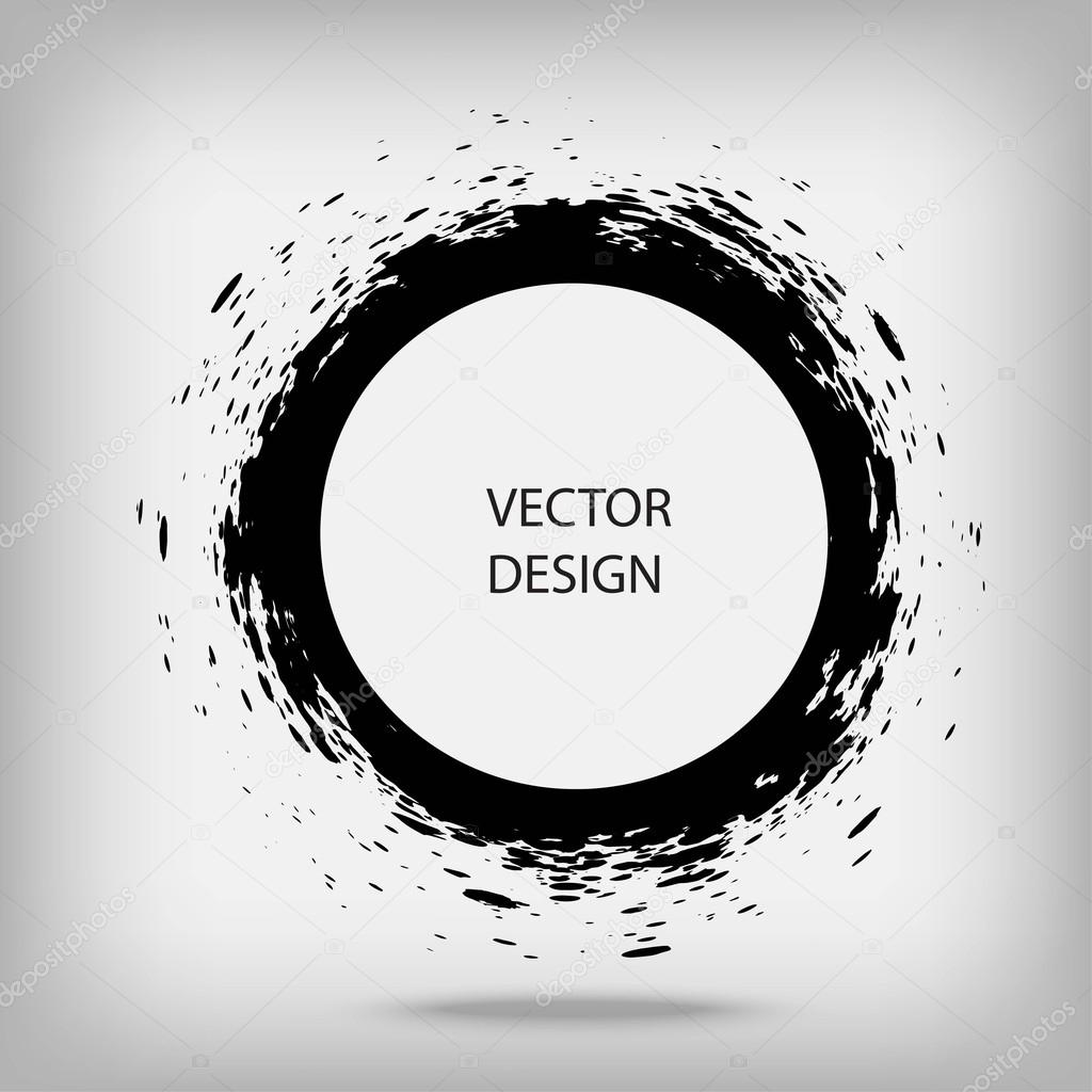 Hand Drawn Splatter Circle Shape Label Logo Design Element