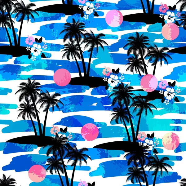 Hawaiian Aloha Shirt Seamless Background — Stock Vector