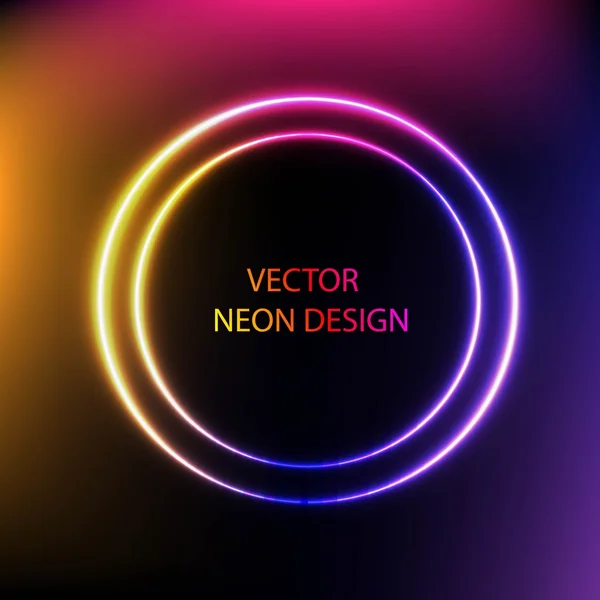 Bright shining neon circle lights — Stock Vector