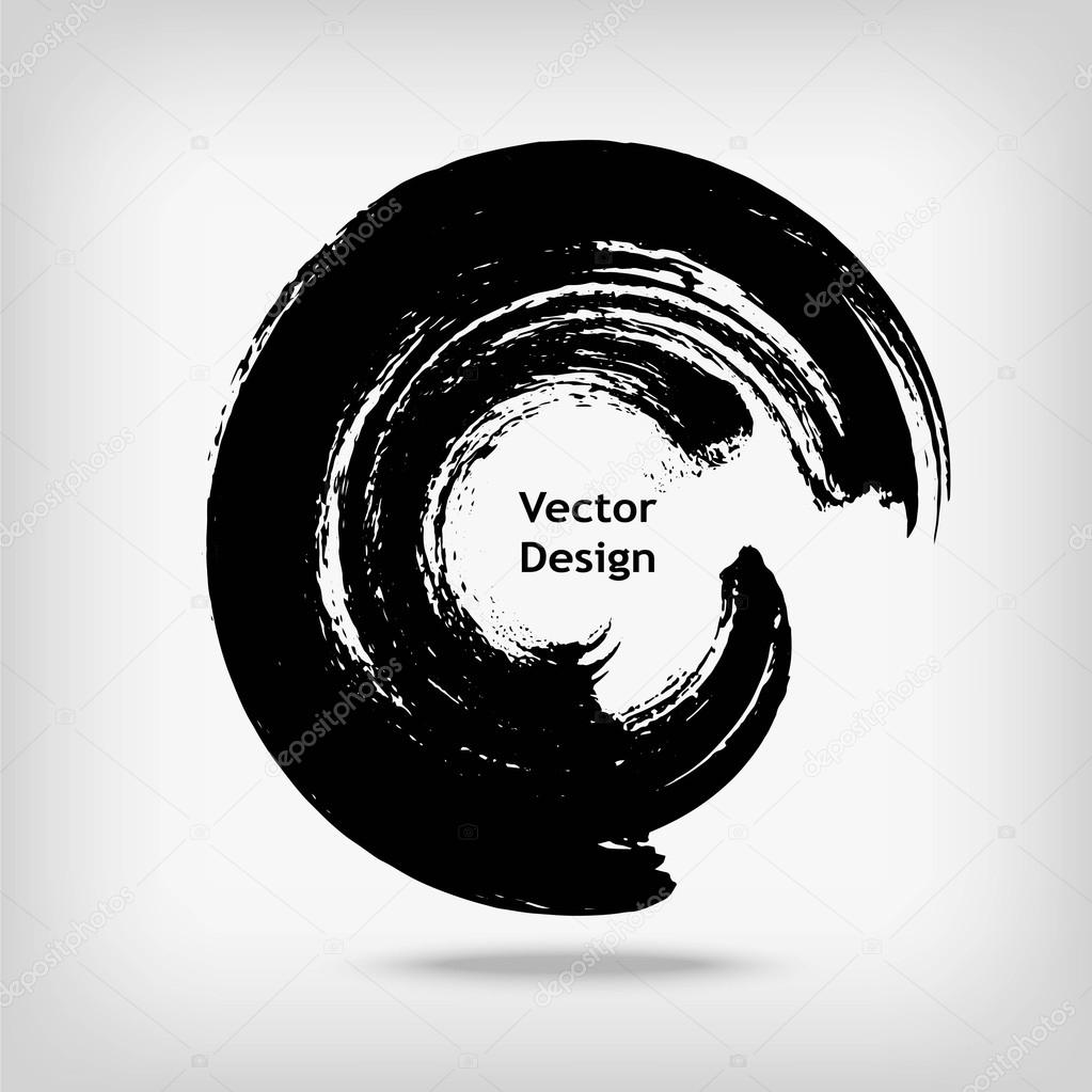 Artistic creative painted circle for logo, label, branding. Black enso zen round. Vector illustration.