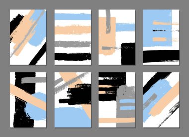 Elle çizilmiş dokular ile sanatsal yaratıcı evrensel kart dizisini. Renkli tasarım düğün, doğum günü, Sevgililer günü, parti, davet, afiş, poster, el ilanı, iş için. Parlak renkler Tasarım.