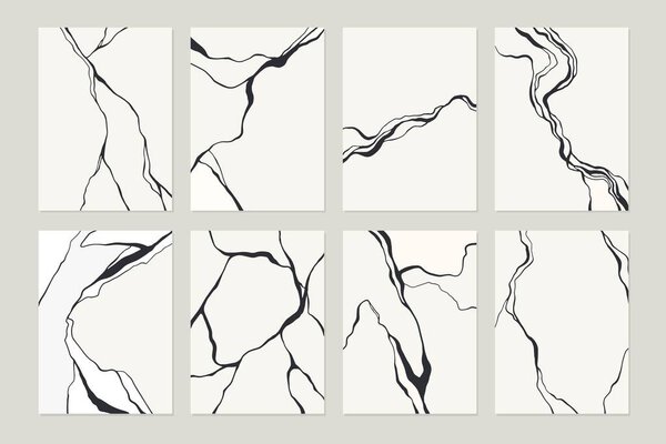 Black and white, grey abstract marble stone design, minimal kintsugi art style.