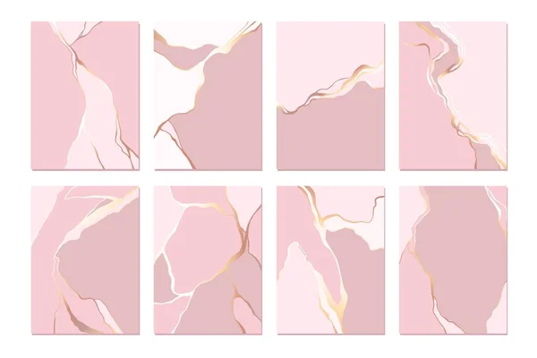 Pink White Rosy Abstract Marble Stone Design Minimal Kintsugi Art — Stock Vector