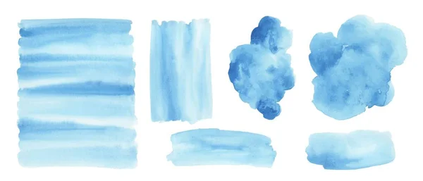 Blauwe aquarelachtergrond. Set aquarelvlekken voor ontwerp. — Stockvector