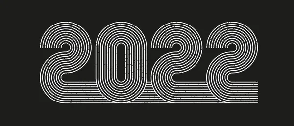 2022 diseño de arte de línea. Retro, números de estilo de los 70. — Vector de stock