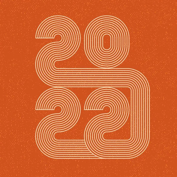 2022 line design. Retro, 70s numbers. New Year — Stock Vector