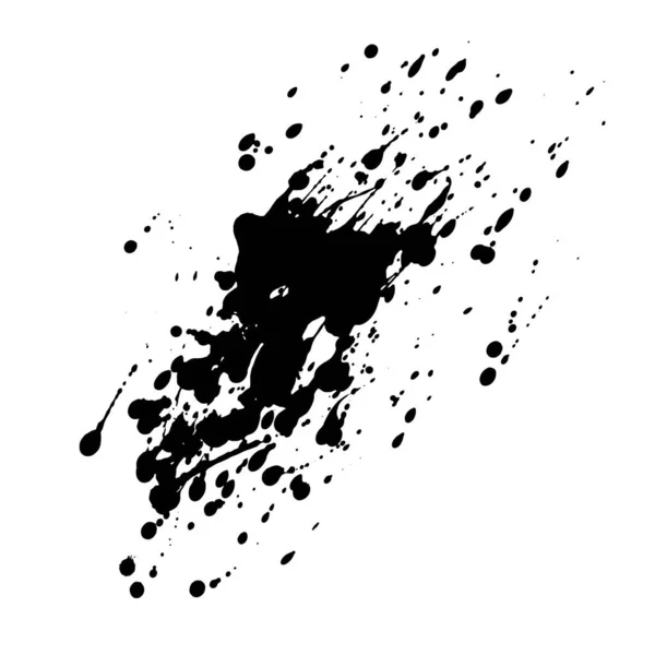 Black Ink Blots Watercolor Splatters Liquid Messy Forms Stains — Stock Vector