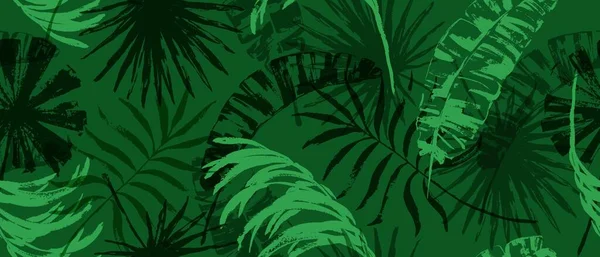 Moderne exotische nahtlose Muster. Tropische Blätter. Palmblätter. Print für Luxusmode Stoff, Kleidung, Tapeten. — Stockvektor