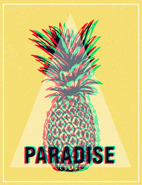 Verano tropical camiseta gráficos impresión, piña . — Vector de stock