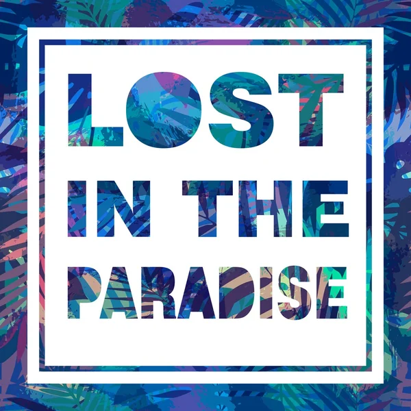 Palmiye yaprakları ve sloganı ile egzotik arka plan.