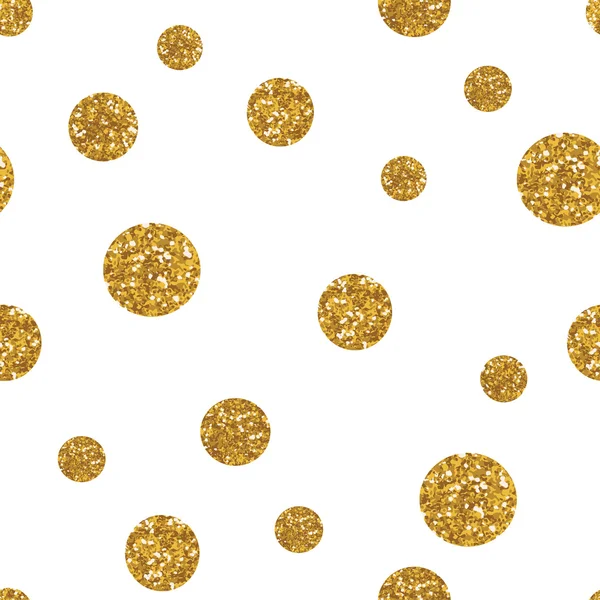 Dots seamless pattern with golden glitter texture. — Stock Vector