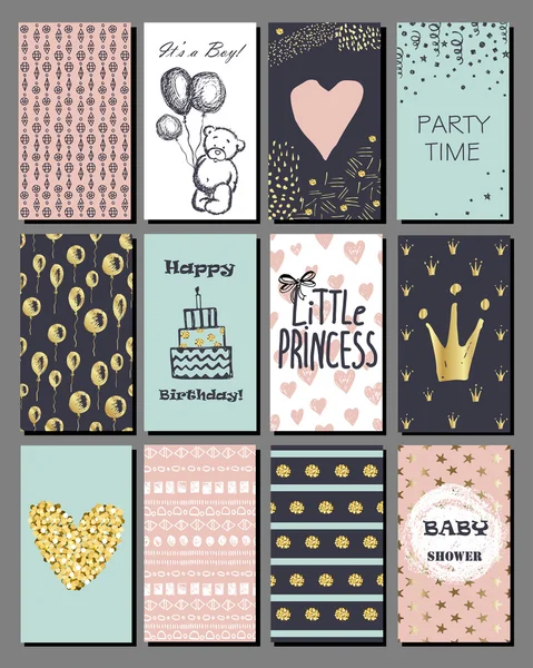 Baby shower kaarten — Stockvector