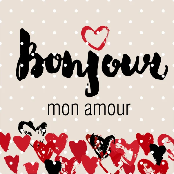 Bonjour mon amour Inschrift — Stockvektor