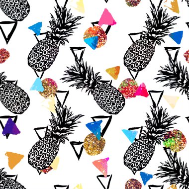 elle çizilmiş ananas desen