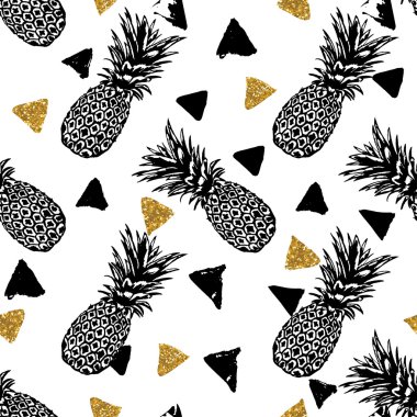 elle çizilmiş ananas desen