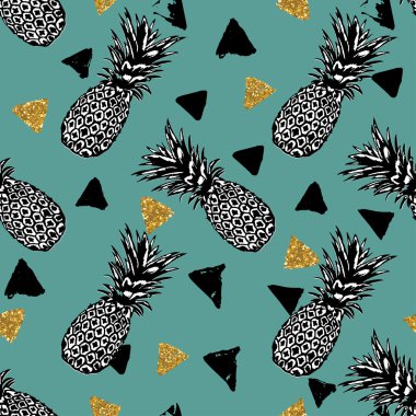 elle çizilmiş ananas desen