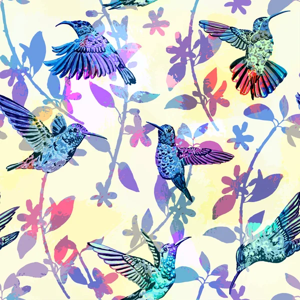 Hummingbirds seamless pattern. — Stock Vector