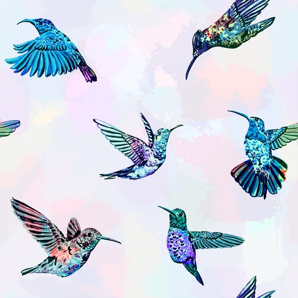 Hummingbirds seamless pattern. — Stock Vector