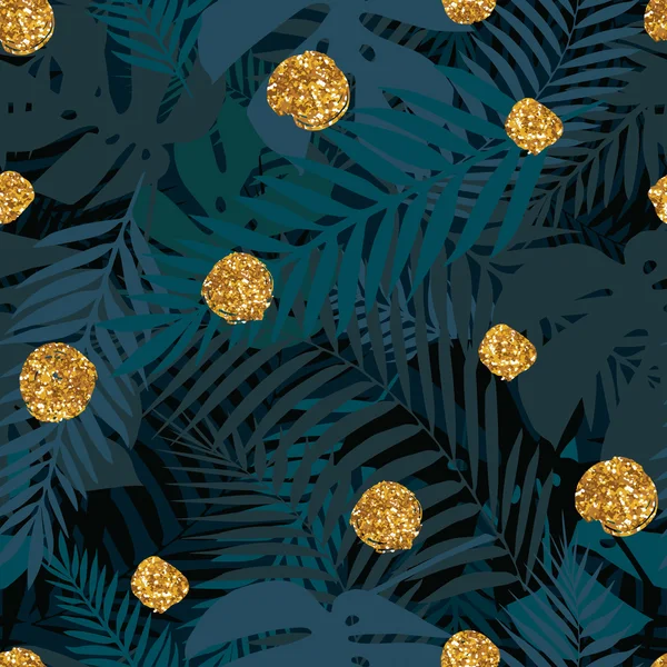 Tropisches Muster mit Palmblättern — Stockvektor