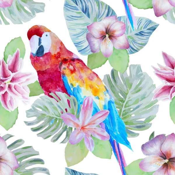 Papoušek s pozadím květiny — Stockový vektor