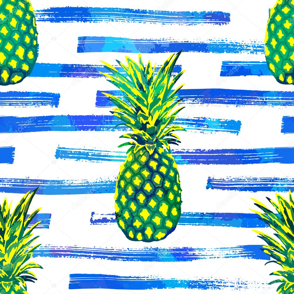 pineapples watercolor texture