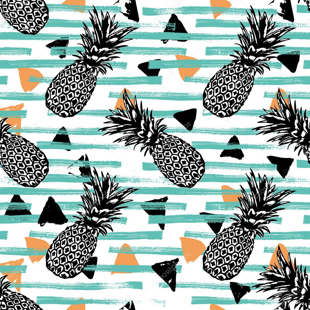 hand drawn pineapples pattern