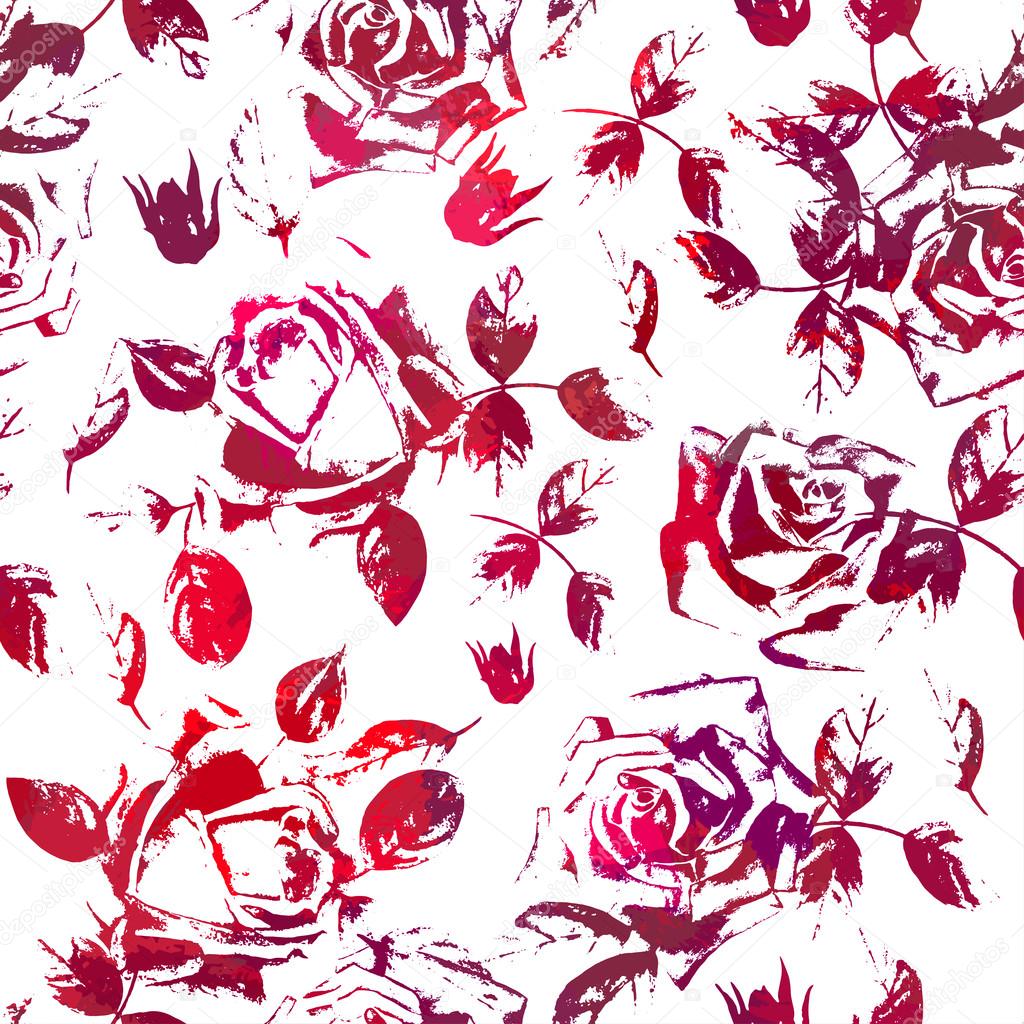 roses, leaves pattern