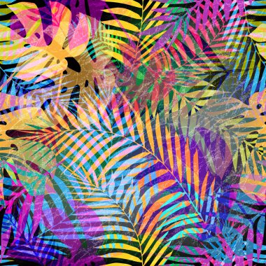 palmiye yaprakları ile tropikal desen