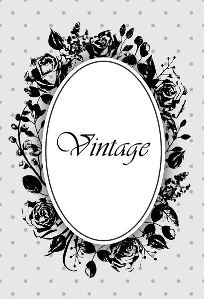 Carte vintage avec roses rétro — Image vectorielle