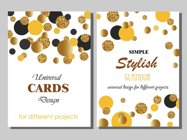 Coleção de Cartões Universais com Pontos Glitter Dourados . —  Vetores de Stock