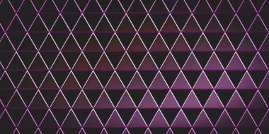 Siyah üzerine gölgelenmiş eşkenar pembe üçgenlerin deseni. Soyut resimleme. 