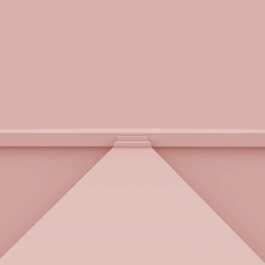 3D tozlu pembe sahne sahne stüdyo arkaplanı minimal. Soyut 3d geometrik şekil çizimi. Kozmetik moda ürünleri için görüntü. Doğal monokrom renk tonları.