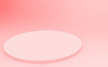 3D pembe silindir podyum minimum stüdyo arkaplanı. Soyut 3d geometrik şekil çizimi. Sevgililer Günü ürünü için göster.