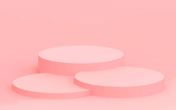 3D pembe silindir podyum minimum stüdyo arkaplanı. Soyut 3d geometrik şekil çizimi. Sevgililer Günü ürünü için göster.