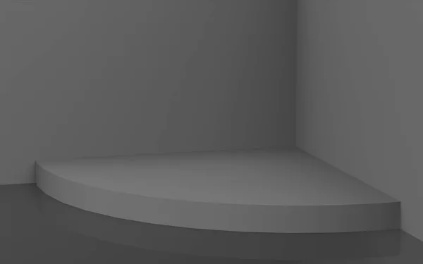 3Dグレーの黒いシリンダーの表彰台最小限のスタジオの背景 概要3D形状オブジェクトイラストレンダリング 業務用製品説明会 — ストック写真