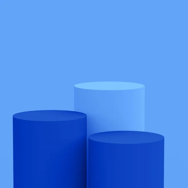 Blue Cylinder Podium Minimal Studio Background Abstract Geometric Shape Object — Stock Photo, Image