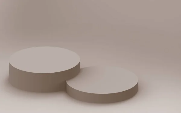 Brun Grädde Cylinder Podium Minimal Studio Bakgrund Abstrakt Geometrisk Form — Stockfoto