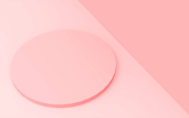 3D pembe silindir podyum minimum stüdyo arkaplanı. Soyut 3d geometrik şekil çizimi. Sevgililer Günü ürünü için göster.