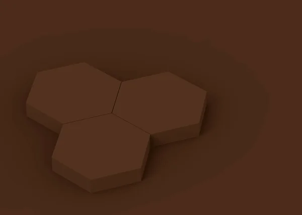 Brun Mörk Hexagon Podium Minimal Studio Bakgrund Abstrakt Geometrisk Form — Stockfoto