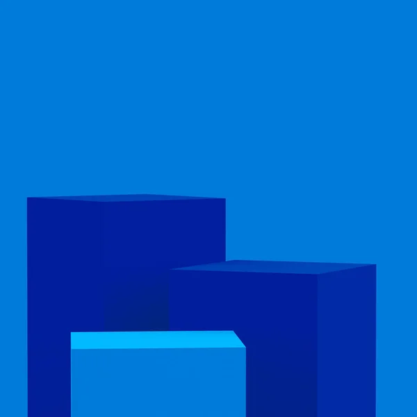 Blue Cubes Square Podium Minimal Studio Background Abstract Geometric Shape — Stock Photo, Image