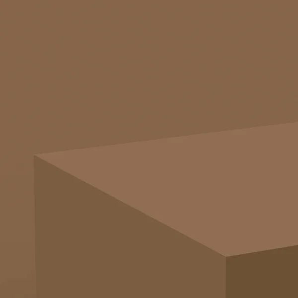 Kahverengi Küp Küçük Podyum Sahne Stüdyosu Arka Planı Soyut Geometrik — Stok fotoğraf